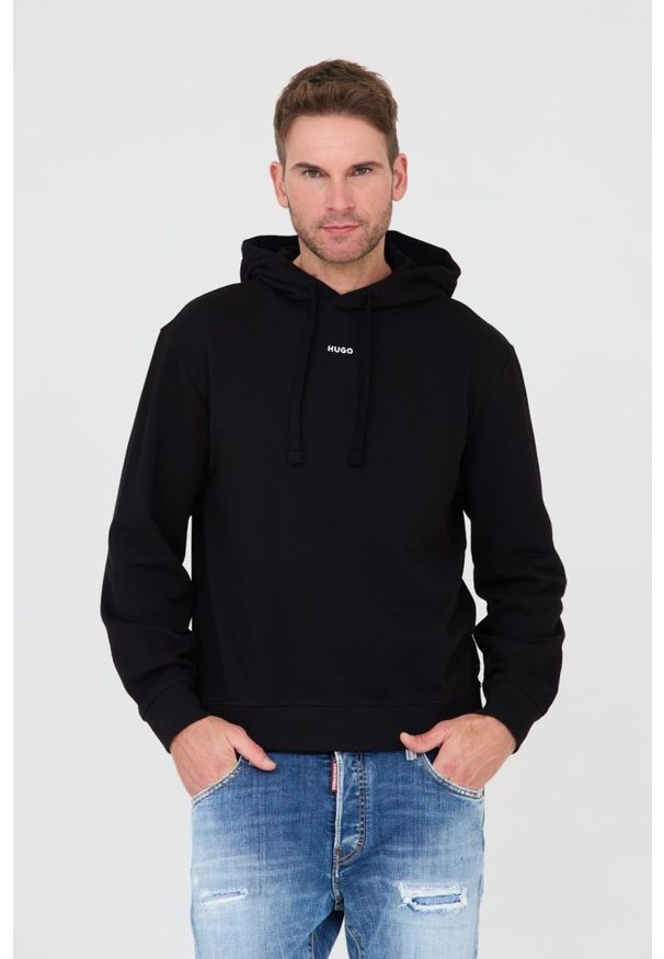 Hugo - HUGO Czarna bluza Sweatshirt with hood. Typ kołnierza: kaptur. Kolor: czarny