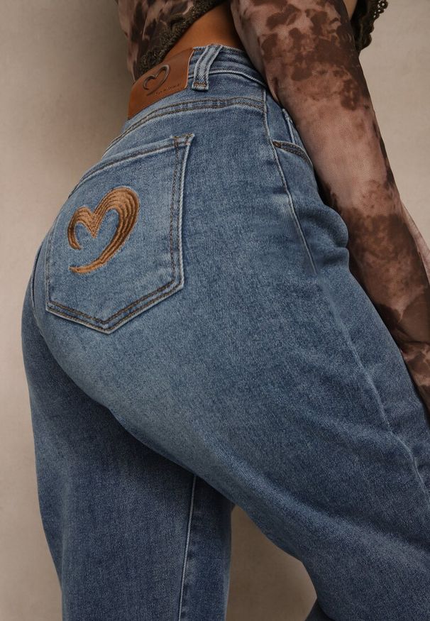 Renee - Niebieskie Casualowe Jeansy Mom Fit High Waist Nellanea. Okazja: na co dzień. Stan: podwyższony. Kolor: niebieski. Styl: casual