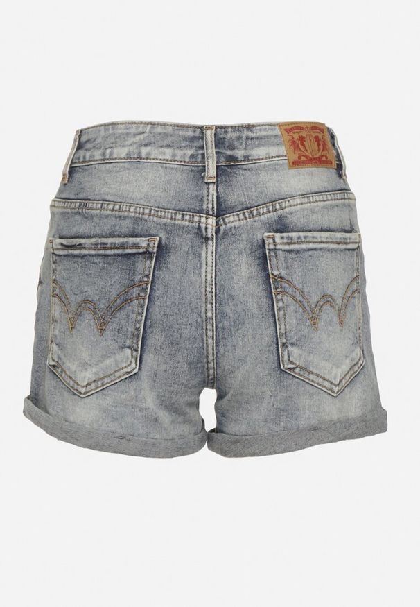 Born2be - Jasnoniebieskie Bawełniane Szorty Jeansowe z Przetarciami i Wysokim Stanem Yastorea. Okazja: na spacer. Stan: podwyższony. Kolor: niebieski. Materiał: bawełna, jeans. Sezon: lato. Styl: elegancki