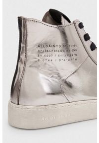 AllSaints trampki skórzane TANA damskie kolor srebrny WF543X. Nosek buta: okrągły. Zapięcie: sznurówki. Kolor: srebrny. Materiał: skóra. Styl: klasyczny #2