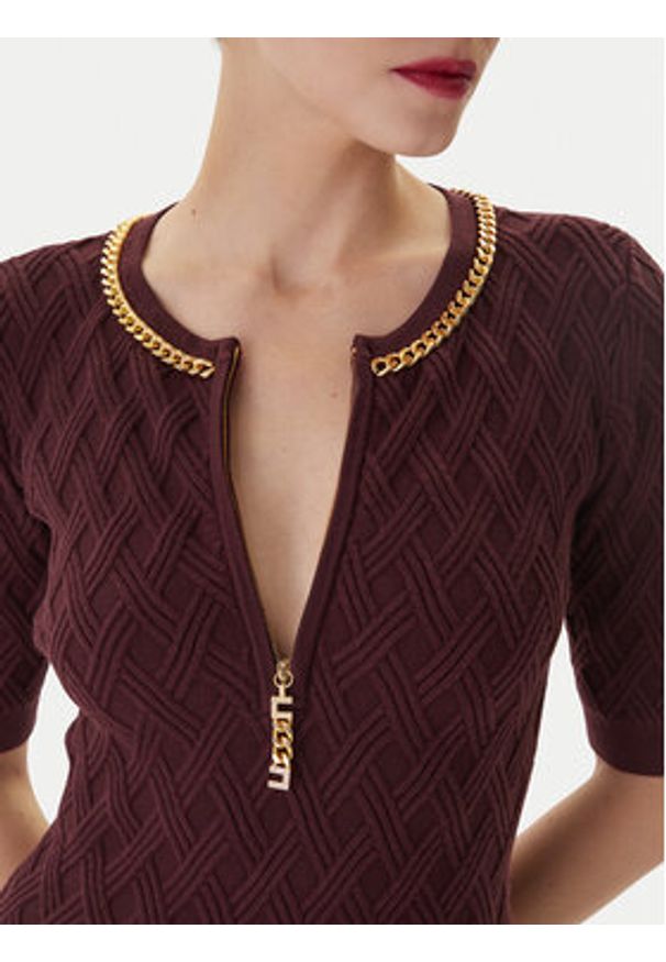 Elisabetta Franchi Sukienka koktajlowa AM-20B-56E2-V480 Bordowy Regular Fit. Kolor: czerwony. Materiał: syntetyk. Styl: wizytowy