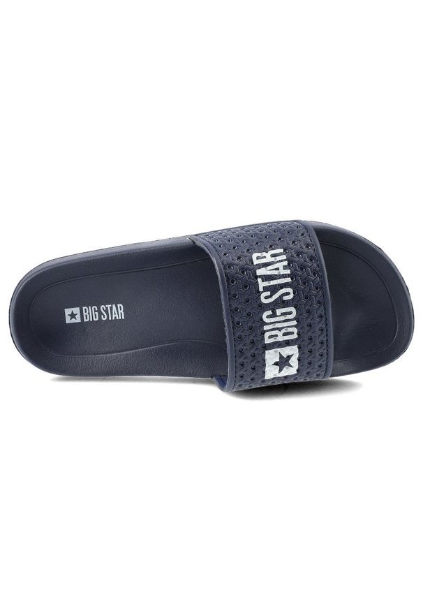 Big-Star - Klapki damskie Big Star, wykonane z materiału syntetycznego z perforowanym paskiem na przodzie z profilowaną wkładką, granatowe, GG374802. Kolor: niebieski. Materiał: syntetyk, materiał. Styl: elegancki