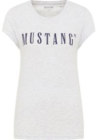 Mustang - MUSTANG Alina C Logo Tee Damski T-shirt Koszulka Light Grey Melange 1013222 4141 #7