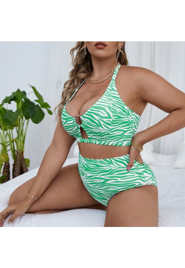 Intica - Dwuczęściowy strój kąpielowy z wysokim stanem na plażę i basen Sholeh. Stan: podwyższony. Kolor: wielokolorowy. Materiał: materiał