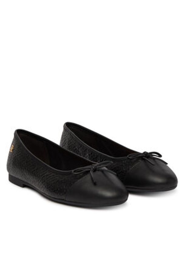 TOMMY HILFIGER - Tommy Hilfiger Baleriny Th Monogram Ballerina FW0FW09468 Czarny. Kolor: czarny. Materiał: skóra