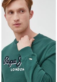 Pepe Jeans bluza bawełniana męska kolor zielony z aplikacją. Kolor: zielony. Materiał: bawełna. Wzór: aplikacja #2