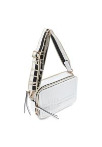 Biała Torebka Hispanitas Elegancka Damska Listonoszka. Kolor: biały. Wzór: aplikacja. Sezon: lato. Materiał: z tłoczeniem, skórzane. Styl: elegancki. Rodzaj torebki: na ramię #3