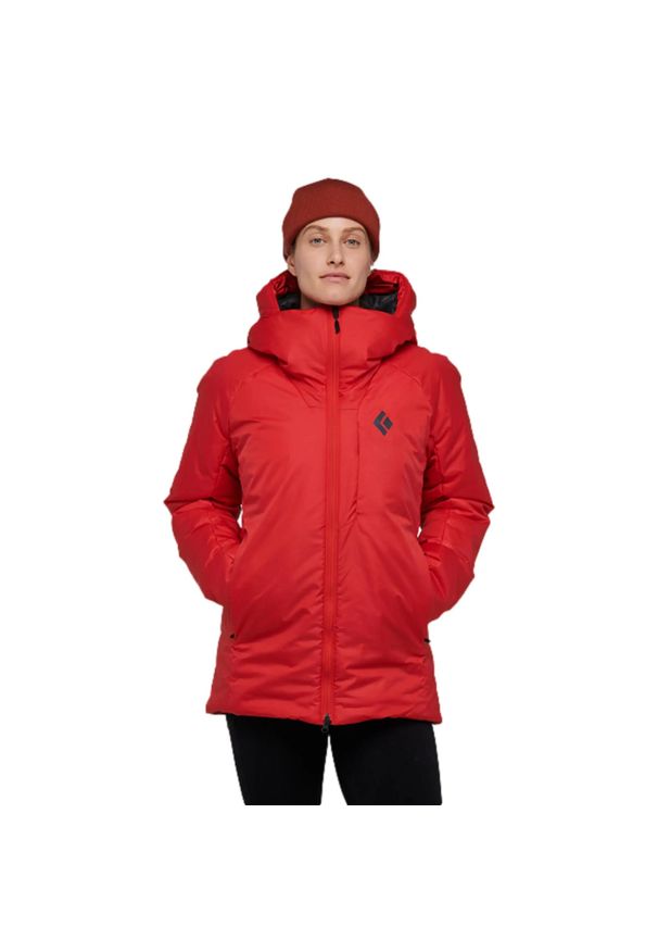 Kurtka Zimowa Damska Black Diamond Belay Parka. Kolor: czerwony. Materiał: puch. Sezon: zima. Sport: turystyka piesza