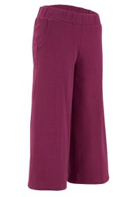 Spodnie dresowe culotte 7/8 z bawełny organicznej, Level 1 bonprix jeżynowy. Kolor: fioletowy. Materiał: materiał, bawełna. Styl: sportowy #1