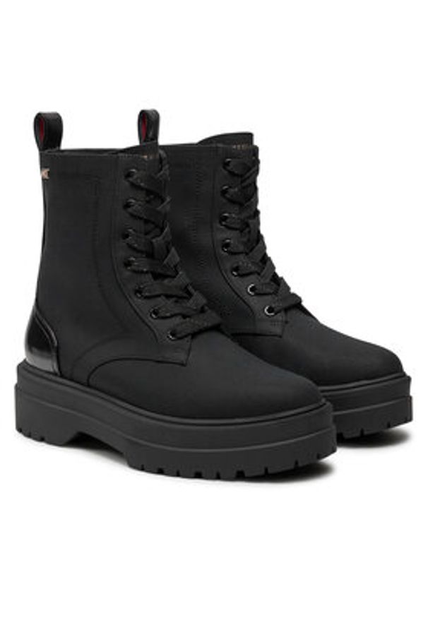 TOMMY HILFIGER - Tommy Hilfiger Trapery Flag Ventile Lace Up Boot FW0FW08287 Czarny. Kolor: czarny. Materiał: materiał