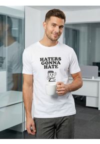 Sinsay - Bawełniana koszulka z nadrukiem - biały. Kolor: biały. Materiał: bawełna. Wzór: nadruk