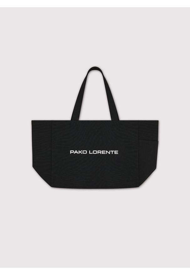 Pako Lorente - PAKO LORENTE - Czarna duża torba materiałowa unisex. Kolor: czarny. Materiał: materiał