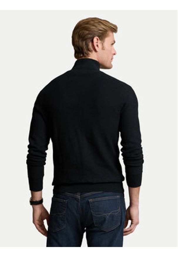 Polo Ralph Lauren Sweter 710932304505 Czarny Regular Fit. Typ kołnierza: polo. Kolor: czarny. Materiał: bawełna