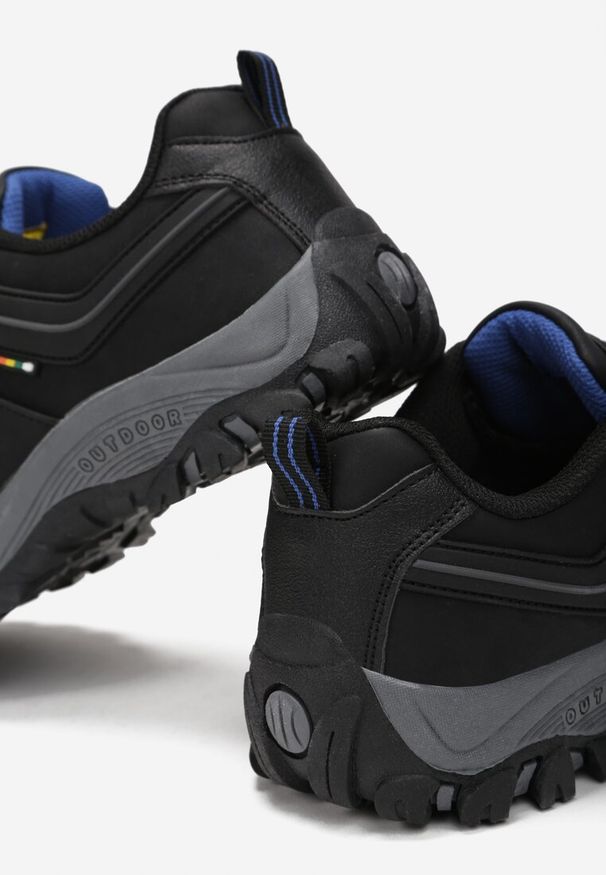 Born2be - Czarne Buty Trekkingowe Phelelle. Kolor: czarny. Materiał: nubuk, syntetyk. Wzór: aplikacja. Obcas: na płaskiej podeszwie