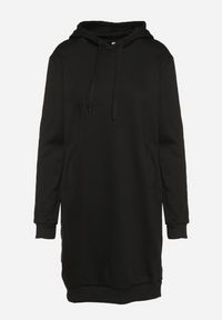 Born2be - Czarna Tunika Bluza z Bawełną Kapturem i Sznurkami Mivilora. Okazja: do pracy, na co dzień. Typ kołnierza: kaptur. Kolor: czarny. Materiał: bawełna. Długość rękawa: długi rękaw. Długość: długie. Styl: casual, sportowy #3