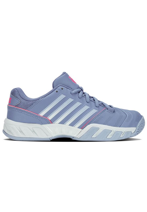 Damskie buty do tenisa K-Swiss Bigshot Light 4. Zapięcie: sznurówki. Kolor: wielokolorowy, niebieski, szary. Materiał: syntetyk, tkanina, materiał. Szerokość cholewki: normalna. Sport: tenis