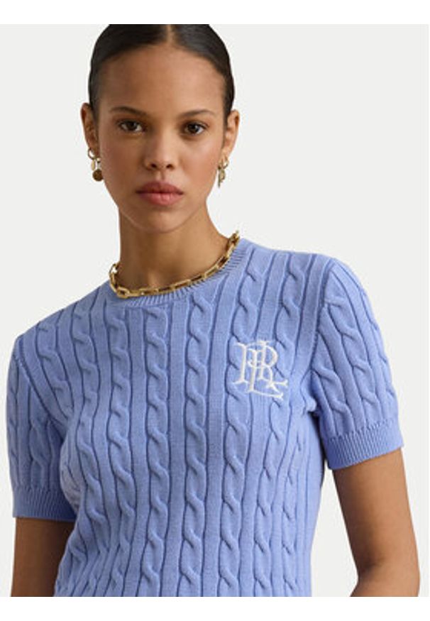 Lauren Ralph Lauren - LAUREN RALPH LAUREN Sweter 200P07025003 Błękitny Relaxed Fit. Kolor: niebieski. Materiał: bawełna