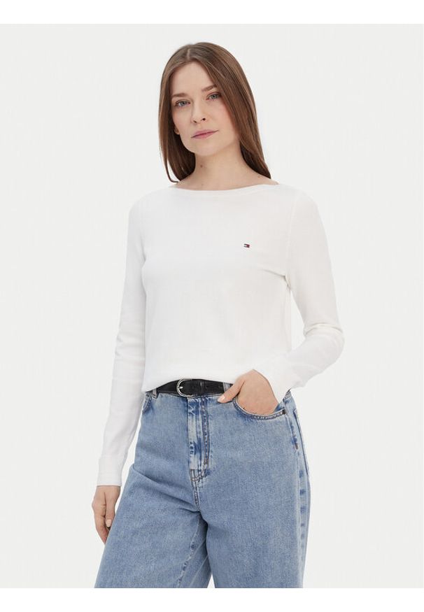 TOMMY HILFIGER - Tommy Hilfiger Sweter WW0WW42050 Biały Regular Fit. Kolor: biały. Materiał: syntetyk