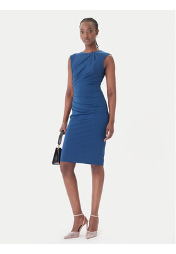 Rinascimento Sukienka koktajlowa CFC0127683003 Niebieski Slim Fit. Kolor: niebieski. Materiał: syntetyk. Styl: wizytowy