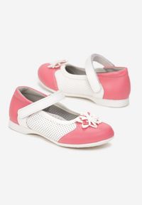 Born2be - Różowe Balerinki z Paskiem i Skórzaną Wkładką Handina. Zapięcie: pasek. Kolor: różowy. Materiał: skóra. Wzór: kwiaty #2