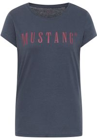 Mustang - MUSTANG Alina C Logo Tee Damski T-shirt Koszulka Blue Nights 1013222 4085 #5