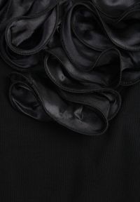 Renee - Czarne Body z Bawełny na Ramiączkach z Ozdobną Falbanką przy Dekolcie Sanadia. Kolor: czarny. Materiał: bawełna. Długość rękawa: na ramiączkach. Styl: klasyczny, elegancki #5