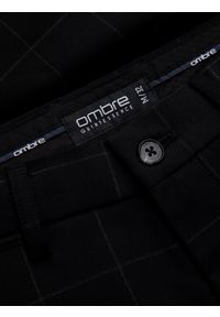 Ombre Clothing - Spodnie męskie o klasycznym kroju w delikatną kratę - czarne V5 - Rozmiar: XL. Kolor: czarny. Materiał: wiskoza, poliester, materiał. Styl: klasyczny #7
