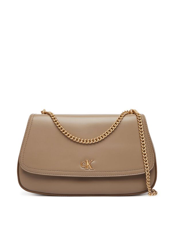 Calvin Klein Torebka Ck Convertible Chain Medium Bag LV04F3171G Beżowy. Kolor: beżowy. Materiał: skórzane