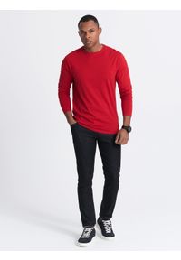 Ombre Clothing - Zestaw longsleeve męski z długim rękawem 2-pak - mix V4 - Rozmiar: L. Kolor: czerwony. Materiał: skóra, bawełna. Długość rękawa: długi rękaw. Długość: długie. Wzór: aplikacja #3