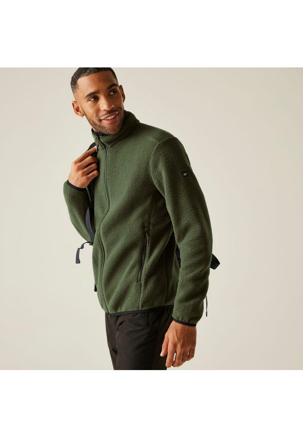 Regatta - Polar męski rozsuwany Elnut. Kolor: zielony. Materiał: polar. Sport: turystyka piesza