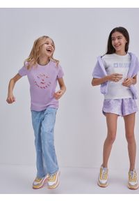 Big-Star - Koszulka dziewczęca z kolorowym nadrukiem fioletowa Felinka 500. Kolor: fioletowy. Materiał: tkanina, jeans, bawełna. Wzór: kolorowy, nadruk #6