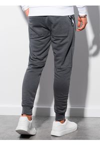 Ombre Clothing - Spodnie męskie dresowe P1002 - grafitowe - XXL. Okazja: na co dzień. Kolor: szary. Materiał: dresówka. Styl: casual, elegancki #3