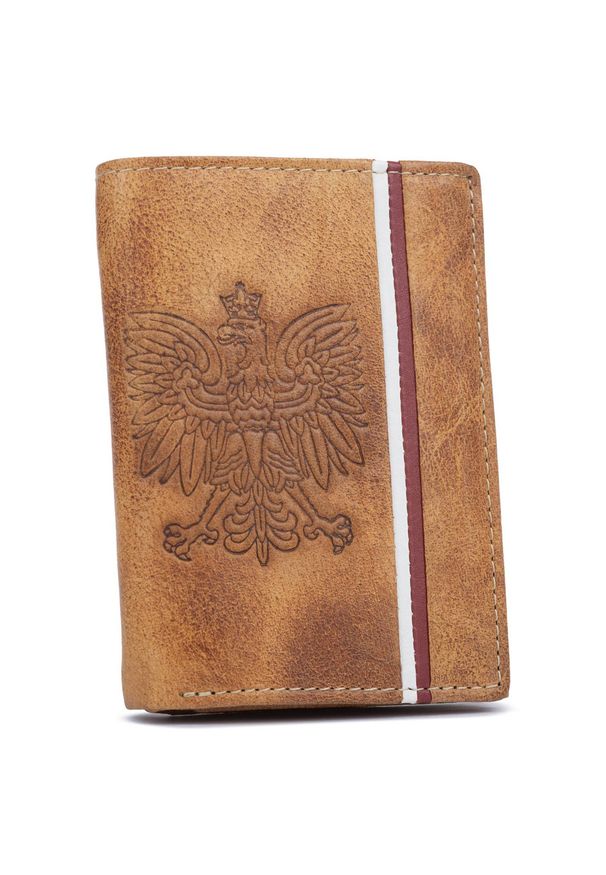Inny - Portfel skórzany patriotyczny N4A-H-BL j.brązowy. Kolor: brązowy. Materiał: skóra