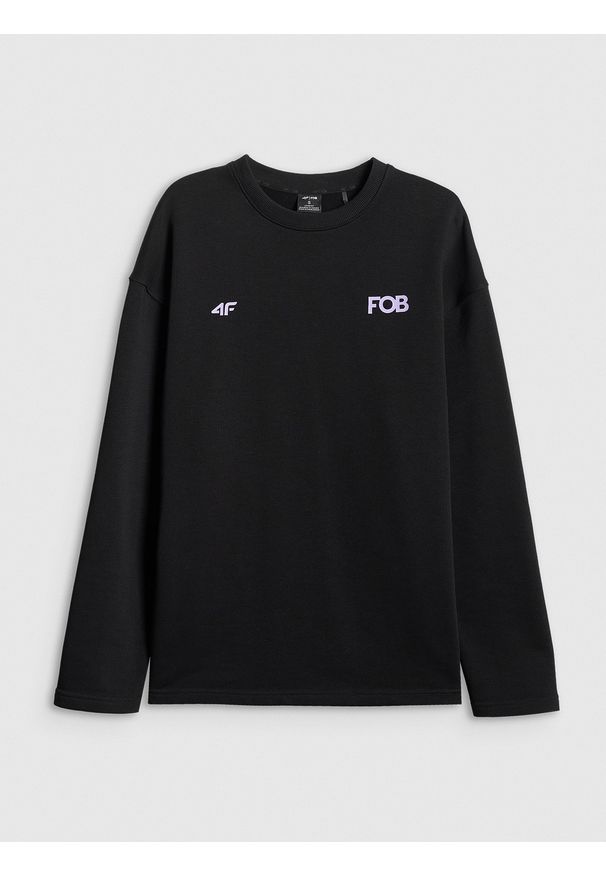 4f - 4F Bluza dresowa nierozpinana bez kaptura damska - czarna XL. Typ kołnierza: bez kaptura. Kolor: czarny. Materiał: dresówka. Sport: snowboard