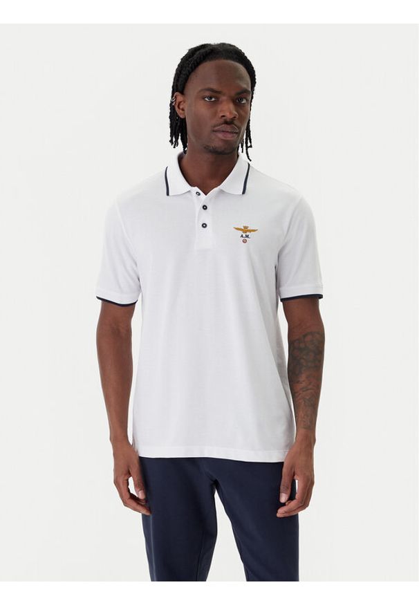 Aeronautica Militare Polo 261PO1308UP00082 Biały Regular Fit. Typ kołnierza: polo. Kolor: biały. Materiał: bawełna