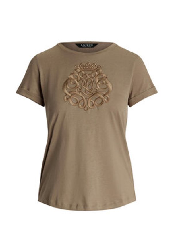 Lauren Ralph Lauren - LAUREN RALPH LAUREN T-Shirt 200963905002 Beżowy Relaxed Fit. Kolor: beżowy. Materiał: bawełna