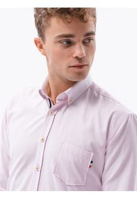 Ombre Clothing - Koszula męska z długim rękawem SLIM FIT - różowa K643 - XXL. Okazja: do pracy, na spotkanie biznesowe, na co dzień. Kolor: różowy. Materiał: materiał, bawełna. Długość rękawa: długi rękaw. Długość: długie. Styl: casual, biznesowy #4
