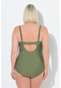ULLA POPKEN - Damski Strój kąpielowy fiszbiny miękkie miseczki regulowane ramiączka. Kolekcja: plus size. Kolor: zielony. Materiał: elastan, poliamid, materiał