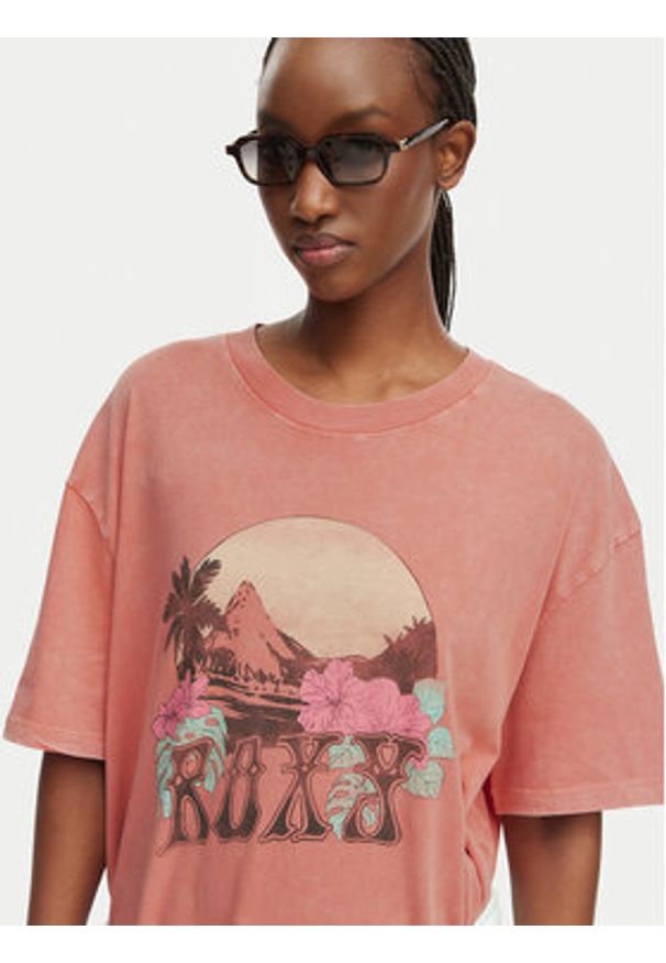 Roxy T-Shirt Talloversize Washed ERJZT06081 Pomarańczowy jasny Loose Fit. Kolor: pomarańczowy. Materiał: bawełna