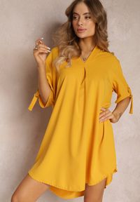 Renee - Żółta Pudełkowa Sukienka Oversize z Kołnierzykiem Zaya. Kolor: żółty. Typ sukienki: oversize #5
