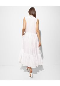 MALIPARMI - Biała lniana maxi sukienka. Kolor: biały. Materiał: len. Długość: maxi