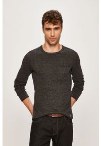 Blend - Sweter. Kolor: czarny. Materiał: bawełna, materiał, dzianina. Wzór: gładki #1