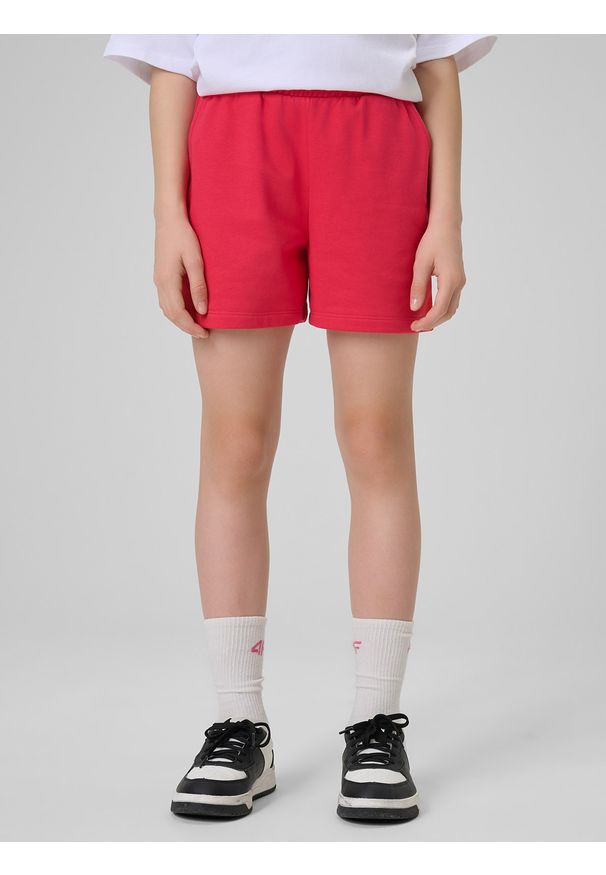 4f - 4F Spodenki dresowe dziewczęce - różowe 128 (7-8 lat). Kolor: różowy. Materiał: dresówka. Sezon: lato