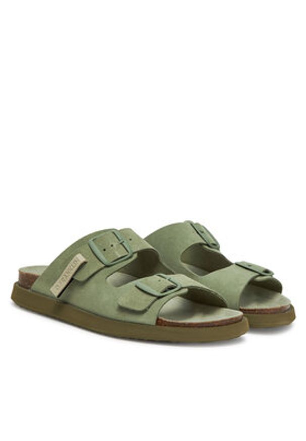 D.Franklin Klapki DFSH407001 Khaki. Kolor: brązowy. Materiał: zamsz, skóra