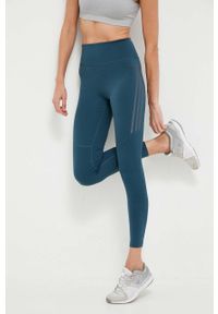 adidas Performance legginsy do biegania DailyRun kolor zielony z nadrukiem. Kolor: zielony. Materiał: materiał, skóra. Wzór: nadruk #1