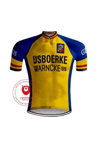 Camisola de ciclismo Retro IJsboerke Warncke - REDTED. Kolor: żółty, wielokolorowy, czarny, czerwony. Materiał: poliester