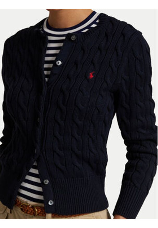 Polo Ralph Lauren Kardigan 211891643002 Granatowy Regular Fit. Typ kołnierza: polo. Kolor: niebieski. Materiał: bawełna