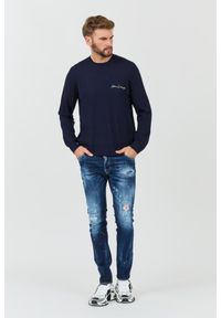 Armani Exchange - ARMANI EXCHANGE Granatowy męski sweter Jumpers, Rozmiar XL. Kolor: niebieski #3
