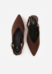 Renee - Brązowe Sandały Typu Slingback z Wyciętą Cholewką Phellilea. Zapięcie: pasek. Kolor: brązowy #6