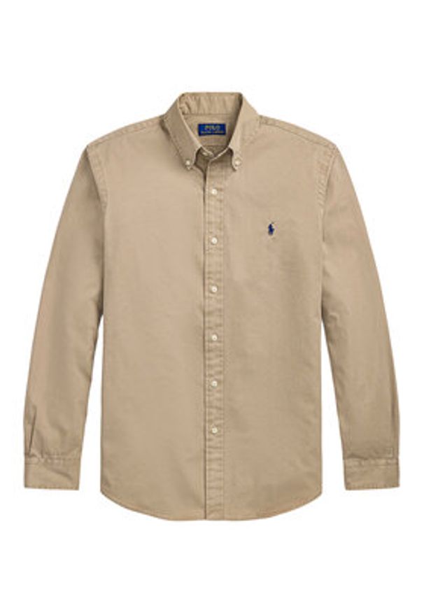 Polo Ralph Lauren Koszula 710937993011 Beżowy Custom Fit. Typ kołnierza: polo. Kolor: beżowy. Materiał: bawełna